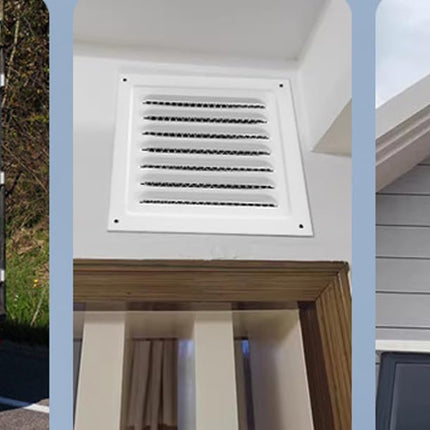 2pcs Attic Vent Soffit Vent Aluminum Wall Vent Metal Shed Vent Square Vent Louver Vent Grille with Built-in Insect Screen for Exterior Door House Attic Garage Ceiling (White 8" x 8"-2 Pack)