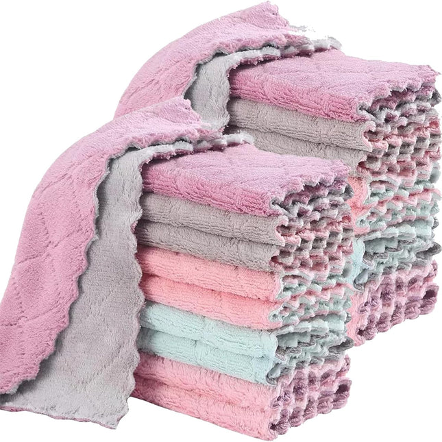 20 Pack Cleaning Cloth Kitchen Cloth Dish Towels Super Absorbent Coral Velvet Dishtowels
