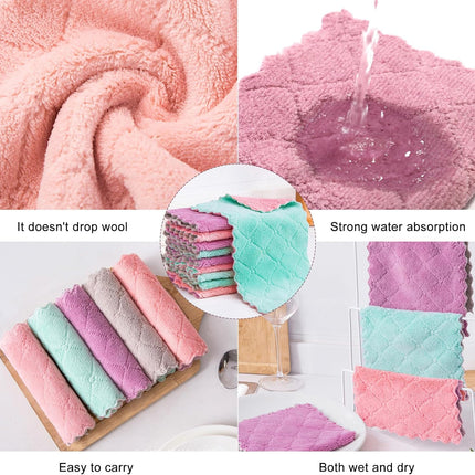 20 Pack Cleaning Cloth Kitchen Cloth, Dish Towels Super Absorbent Coral Velvet Dishtowels, Microfiber Premium Soft Tea Towels, Quick Dry Rags, Multipurpose Reusable Washcloths, Non-Stick Oil Cloths.