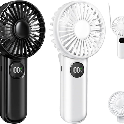 [Mini Portable Handheld Fan 2 Pack] 5 Adjustable Speeds Personal Fan with Lanyard,180° Foldable Small Hand Fans for Makeup, Home, Office, Travel and Outdoor Activities