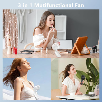 [Mini Portable Handheld Fan 2 Pack] 5 Adjustable Speeds Personal Fan with Lanyard,180° Foldable Small Hand Fans for Makeup, Home, Office, Travel and Outdoor Activities