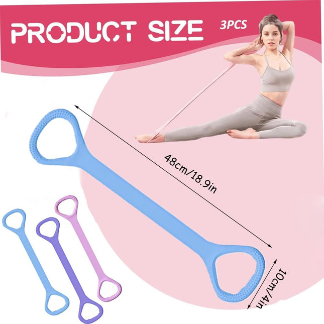 3 Pack Figure 8 Fitness Resistance Band Elastic Bands for Working Out Arm Back Chest – product detail