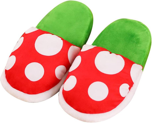 Piranha Plants Plush Slippers Suit Winter Home Wear Cannibal Flower Slippers with Green Warp Pipe Plush – product detail