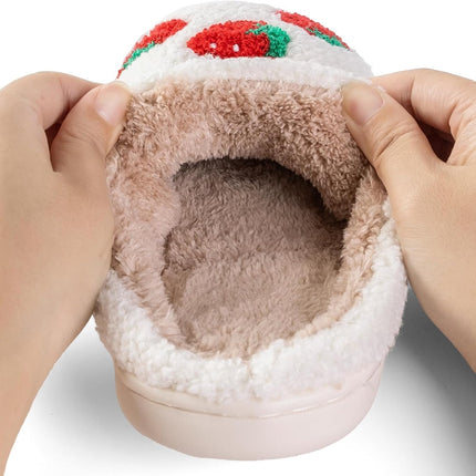 Women Slippers Cute Pattern Strawberry Slippers Warm Soft Bedroom Shoes Fuzzy Closed Toe Sandals Non Slip House Bedroom Slippers