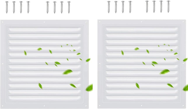 2 Pack 10x10 Inch Aluminum Gable Vent Attic Vent White Gable Flat Square Air (10 x 10 V1259-DP01-A-3330