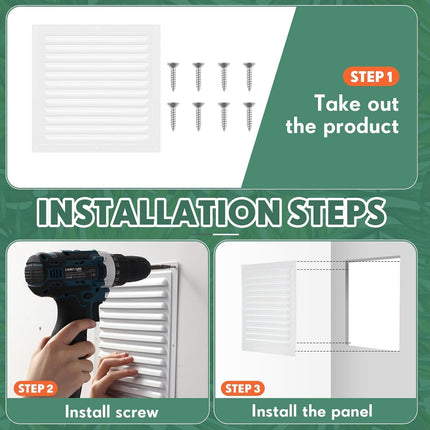 2 Pack 10x10 Inch Aluminum Gable Vent,Attic Vent White Gable Vent, Flat Square Air Vent Louver with Insect Screen Vent Grille for Exterior Door House Attic Garage Ceiling (10 x 10 Inch)