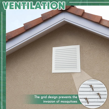 2 Pack 10x10 Inch Aluminum Gable Vent,Attic Vent White Gable Vent, Flat Square Air Vent Louver with Insect Screen Vent Grille for Exterior Door House Attic Garage Ceiling (10 x 10 Inch)