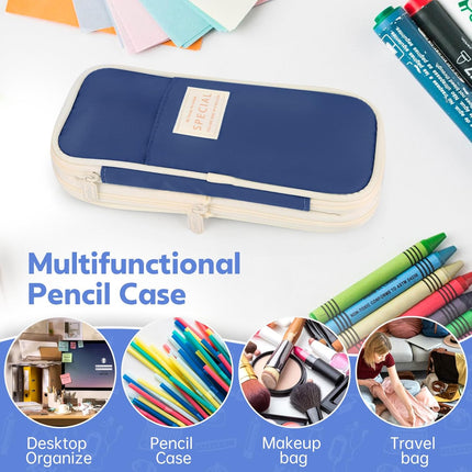 Pencil Case, Large Capacity Aesthetic Pen Cases with Durable Zipper, Big Stationery Pencil Pouch for Women & Men
