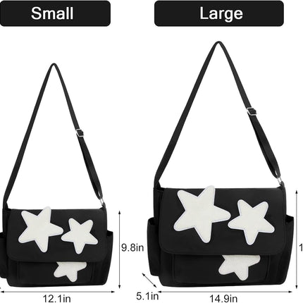 Cute Messenger Bag, Aesthetic Crossbody Bag, Y2K Star Grunge Bag Emo Shoulder Tote Purse for Women