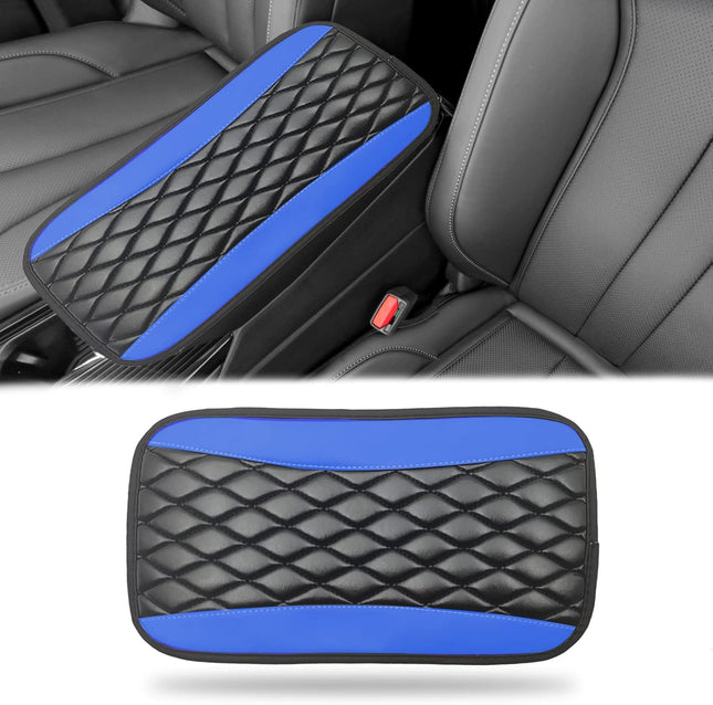 Car Center Console Cover Universal Leather Waterproof Armrest Seat Box Cover Protector Comfortable in Blue