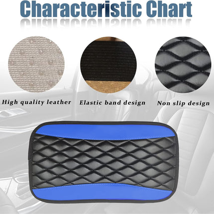 Car Center Console Cover, Universal Leather Waterproof Armrest Seat Box Cover Protector, Comfortable Car Decor Accessories Fit for Most Cars, Vehicles, SUVs -Blue