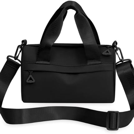 Mini Gym Bag for Women & Men Adjustable Small Duffle Bag with Detachable Strap, Waterproof Gym Tote with Wet Compartment, Portable Fitness Shoulder Bag for Sports & Travel (Black)