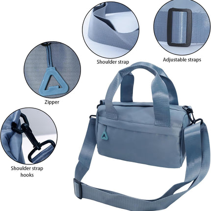 Mini Gym Bag for Women & Men Adjustable Small Duffle Bag with Detachable Strap, Waterproof Gym Tote with Wet Compartment, Portable Fitness Shoulder Bag for Sports & Travel (Black)
