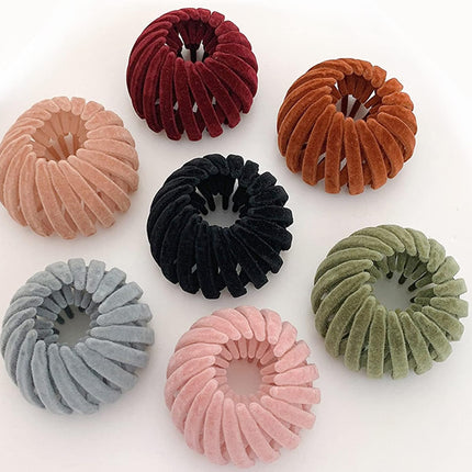7PCS Bird Nest Magic Hair Clip, Lazy Birds Nest Plate Hairpin for Women and Girls Velvet Fabric, Anti-Skid Design, Compatible with Thin and Thick Hair
