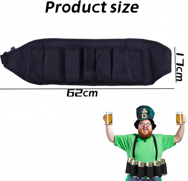 Beer Belt Holds 6 Cans Beer Portable Bottle Waist Belts for Drinks Soda Can (Black – product detail