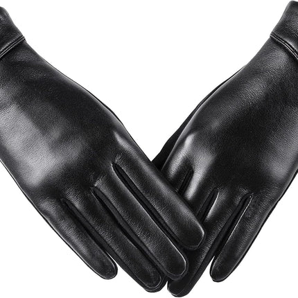Womens Winter Leather Gloves Touch Screen Wool Lined Windproof Warm Suede Fashion Dress Gloves
