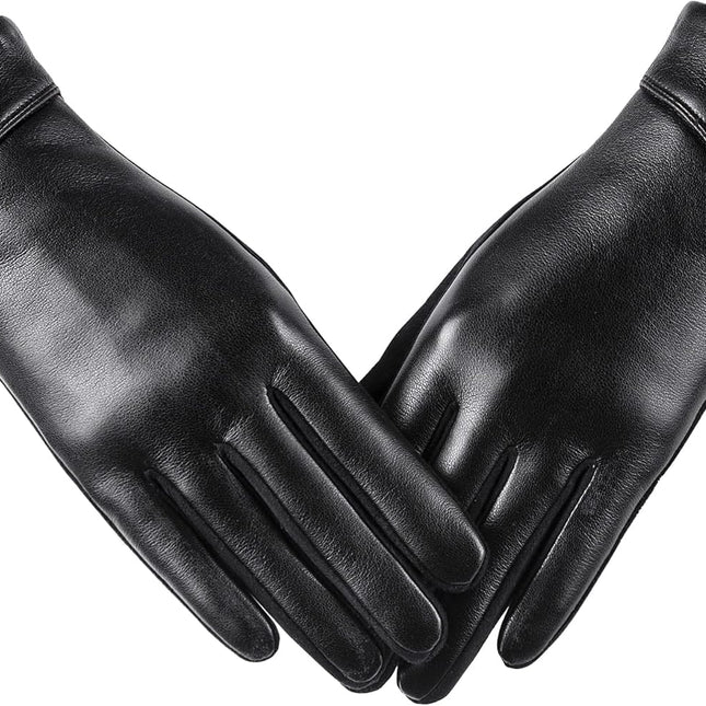 Womens Winter Leather Gloves Touch Screen Wool Lined Windproof Warm Suede Fashion Dress Gloves