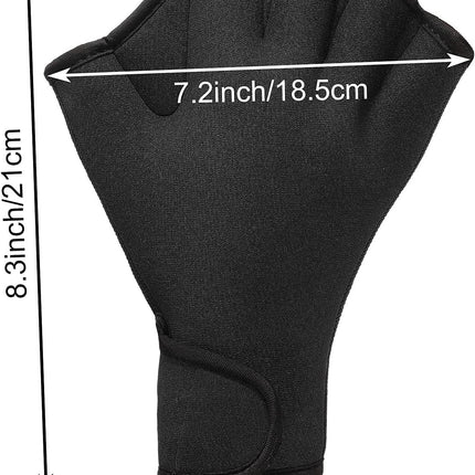 2 Pairs Swimming Gloves Swim Training Gloves Neoprene Gloves Webbed Fitness Water Resistance Training Gloves for Swimming Diving with Wrist Strap