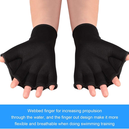 2 Pairs Swimming Gloves Swim Training Gloves Neoprene Gloves Webbed Fitness Water Resistance Training Gloves for Swimming Diving with Wrist Strap