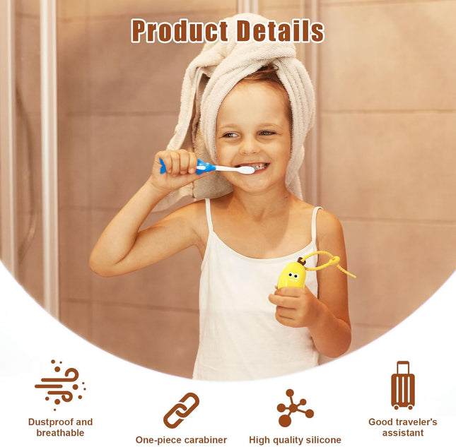 2PCS Banana Toothbrush Case Portable Toothbrush Holder with Silicone Toothpaste Dispenser Compact Hanging – product detail