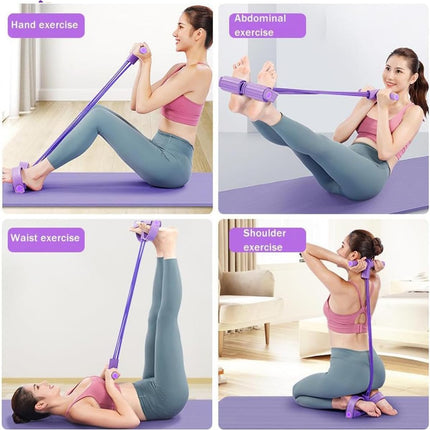 6-Tube Pedal Resistance Band, Premium Elastic Tension Rope for Full Body Workout, Natural Latex Fitness Bands for Strength Training,Yoga Stretching Slimming Training, Home Gym Exercise Equipment