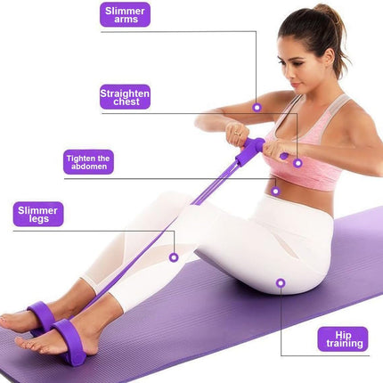 6-Tube Pedal Resistance Band, Premium Elastic Tension Rope for Full Body Workout, Natural Latex Fitness Bands for Strength Training,Yoga Stretching Slimming Training, Home Gym Exercise Equipment
