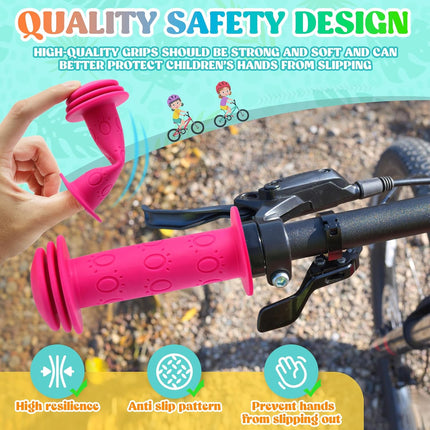 Kids Bike Handlebar Grips,Bike Handle Grips for Boys Girls,105mm Non-Slip Soft Rubber with Mushroom Suitable for Kids Bike