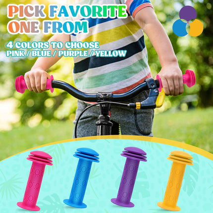 Kids Bike Handlebar Grips,Bike Handle Grips for Boys Girls,105mm Non-Slip Soft Rubber with Mushroom Suitable for Kids Bike