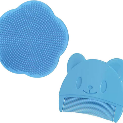 2PCS Baby Scalp Brush & Comb Set - Silicone Curved Design, Gentle Massage for Newborn Bath, Cradle Cap Care, Shower Gift