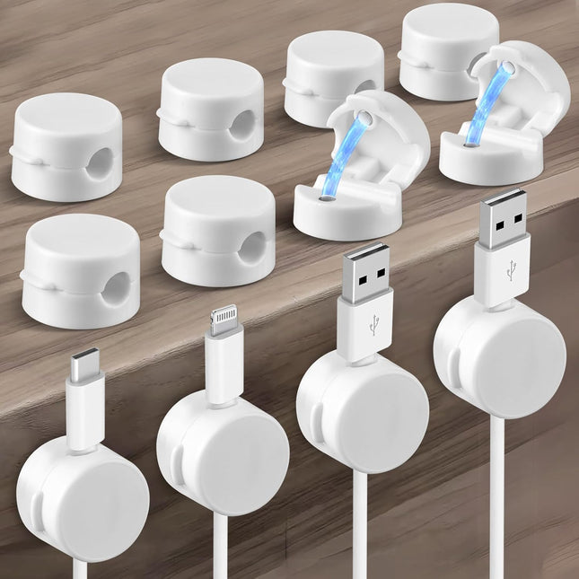 Magnetic Cable Clips 12-Pack Cord Holders for Desk Car Wall & Office Organizer for Phone Charging Cables