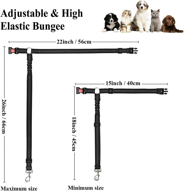 Dog Seat Belts for Car 2 Pcs Dog Tether with Elastic Bungee Buffer Adjustable Dog – product detail