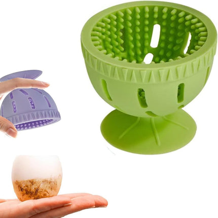 Silicone Egg Brush Cleaner with Suction Cup, Premium Fresh Egg Washer and Brush for Easy Cleaning of Farm-Fresh Eggs (Green)