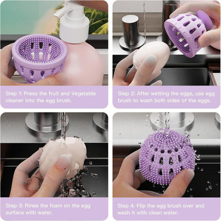 Silicone Egg Brush Cleaner with Suction Cup, Premium Fresh Egg Washer and Brush for Easy Cleaning of Farm-Fresh Eggs (Green)