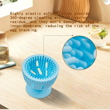 Silicone Egg Brush Cleaner with Suction Cup, Premium Fresh Egg Washer and Brush for Easy Cleaning of Farm-Fresh Eggs (Green)