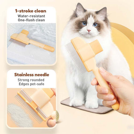 Avatore Zenbrush - Removes Fur & Relieves Pain, Zen Brush for Cats, Zenbrush Cat Comb, Self-Cleaning Cat Brush with Release Button, Cat Grooming Flea Brush for Short & Long Cat (orange,2pcs)