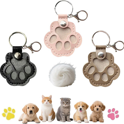 3pcs Leather Pet Memorial Keychain,Dog Hair Collector Keychain,Cat Paw Shaped Pet Memorial Gifts for Pet Parent (3PCS)