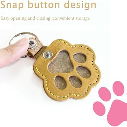 3pcs Leather Pet Memorial Keychain,Dog Hair Collector Keychain,Cat Paw Shaped Pet Memorial Gifts for Pet Parent (3PCS)