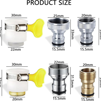 Faucet Tap Quick Connector Kit, 4 Washing Machine Connector and 2 Universal Faucet Adapter, Thread Sink Faucet Adapter for Dishwasher, Car Wash, Connecting Garden Hose