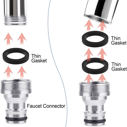 Faucet Tap Quick Connector Kit, 4 Washing Machine Connector and 2 Universal Faucet Adapter, Thread Sink Faucet Adapter for Dishwasher, Car Wash, Connecting Garden Hose