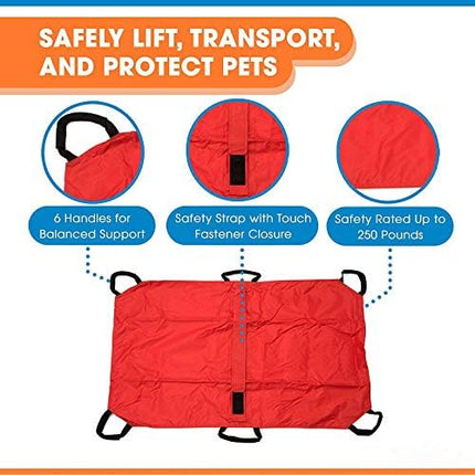 Transport Stretcher for Dogs - Emergency Animal Carrier with Safety Strap - 250 Pound Weight Limit - Pet Stretcher