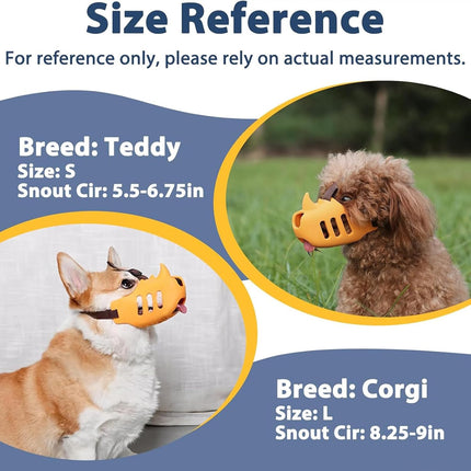 Silicone Dog Muzzle, Soft Muzzle for Small Medium Dogs, Breathable Silicone Cage Mouth Cover for Poodle Dachshund to Prevent Biting and Chewing Adjustable Head Strap (S,Orange)
