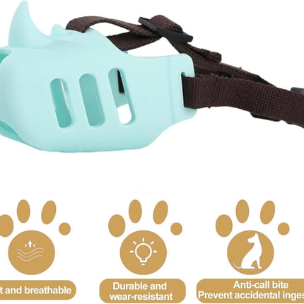 Silicone Dog Muzzle, Soft Muzzle for Small Medium Dogs, Breathable Silicone Cage Mouth Cover for Poodle Dachshund to Prevent Biting and Chewing Adjustable Head Strap (S,Orange)