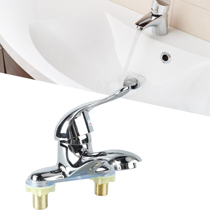 Modern Bathroom Sink Faucet, Zinc Alloy, Chrome Finish, 2 Hole, Single Handle, Easy Install, Suitable for Home & Hotel