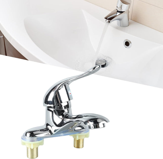 Modern Bathroom Sink Faucet Zinc Alloy Chrome Finish 2 Hole Single Handle Easy Install Suitable for Home &