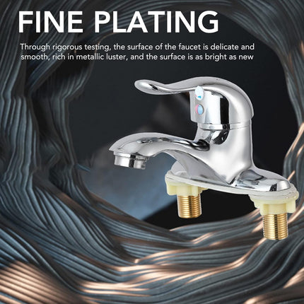 Modern Bathroom Sink Faucet, Zinc Alloy, Chrome Finish, 2 Hole, Single Handle, Easy Install, Suitable for Home & Hotel
