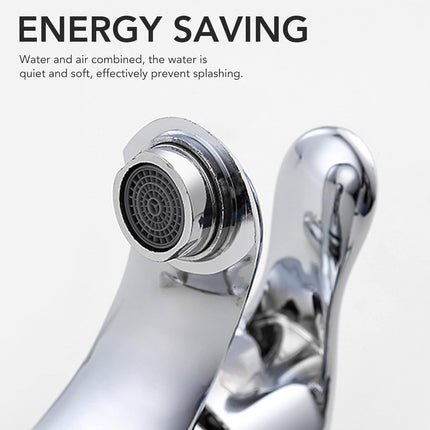 Modern Bathroom Sink Faucet, Zinc Alloy, Chrome Finish, 2 Hole, Single Handle, Easy Install, Suitable for Home & Hotel