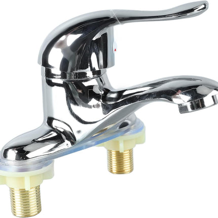 Modern Bathroom Sink Faucet, Zinc Alloy, Chrome Finish, 2 Hole, Single Handle, Easy Install, Suitable for Home & Hotel