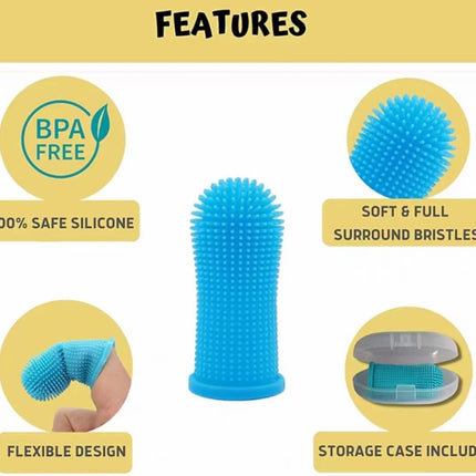 Dog Toothbrush, 10Pcs Soft Dog Finger Toothbrush, 360º Dog Finger Toothbrush, Silicone Pets Teeth Cleaning Toothbrush Kit for Dogs Puppies, Small Pets Dental Care