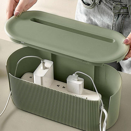 Cord Hider with Multi-Port Design Durable Power Strip Organizer Box Wire Plug Board Storage Ethernet Cable Storage Data Cable Box (Green)