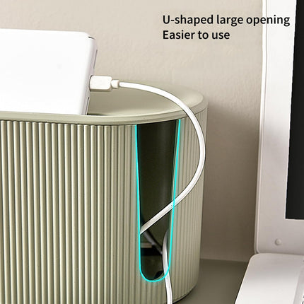 Cord Hider with Multi-Port Design Durable Power Strip Organizer Box Wire Plug Board Storage Ethernet Cable Storage Data Cable Box (Green)